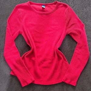 Old Navy Women’s Large Comfortable Basic Staple Longsleeve Ribbed Red Tee